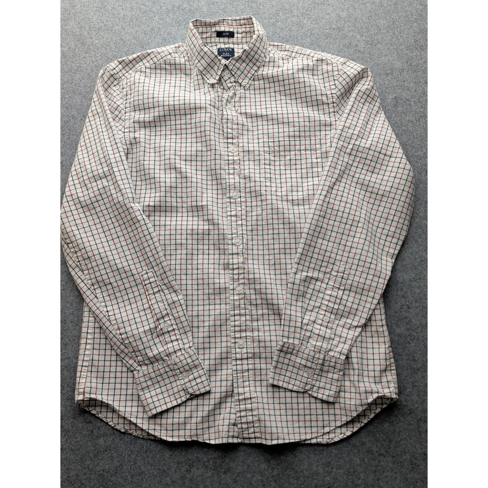 J.CREW Men's Dress Shirt Button-Up Slim Fit Medium Flex Washed Multicolor Check